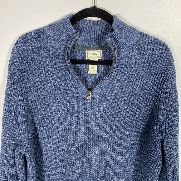 L.L. Bean Men's 100% Organic Cotton Waffle Knit Sweater, Quarter Zip size Large - Picture 3 of 12